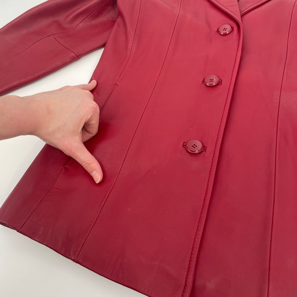 hot chili pepper red vtg leather jacket button up size 6 - Picture 7 of 11